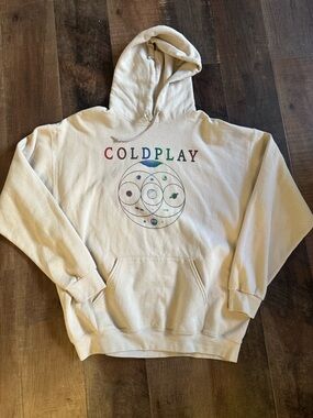 Coldplay Cream Graphic Hoody front and back hit men’s XL